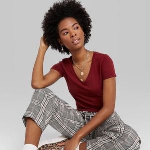 Size XS maroon semi cropped T-shirt